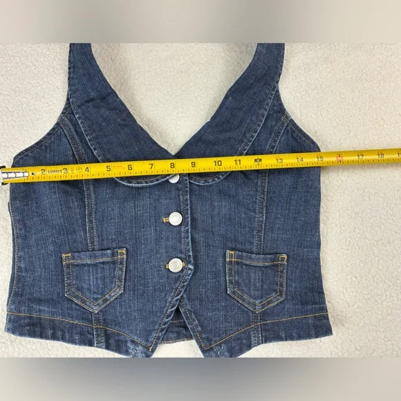 Y2K Forever 21 Denim Halter Crop Top Vest Size Small - Picture 7 of 11